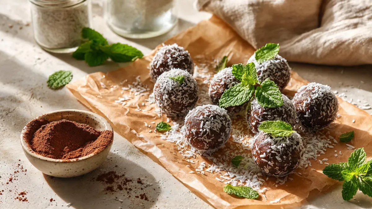 Carob Peppermint Energy Bites for Cellular Health and Clean Energy