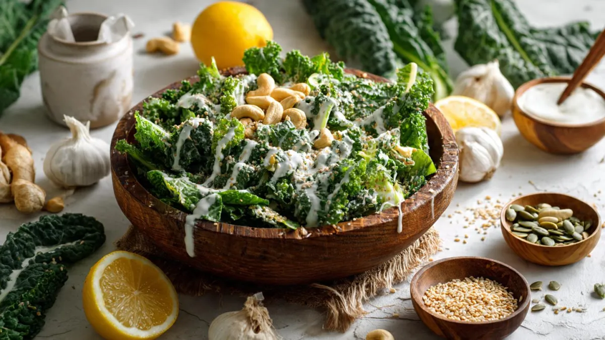 Kale Caesar Salad Recipe for Gut Health & Anti-Inflammatory Detox