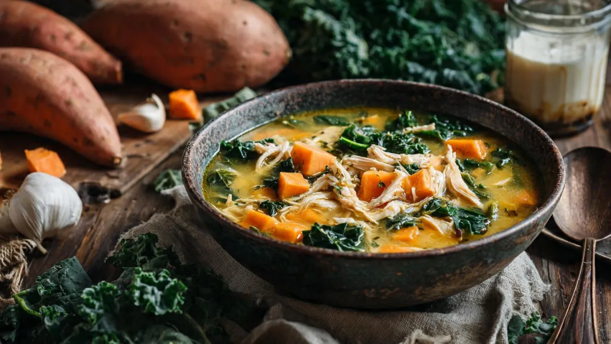 Chicken Sweet Potato Kale Soup for Cellular Health and Detox Support