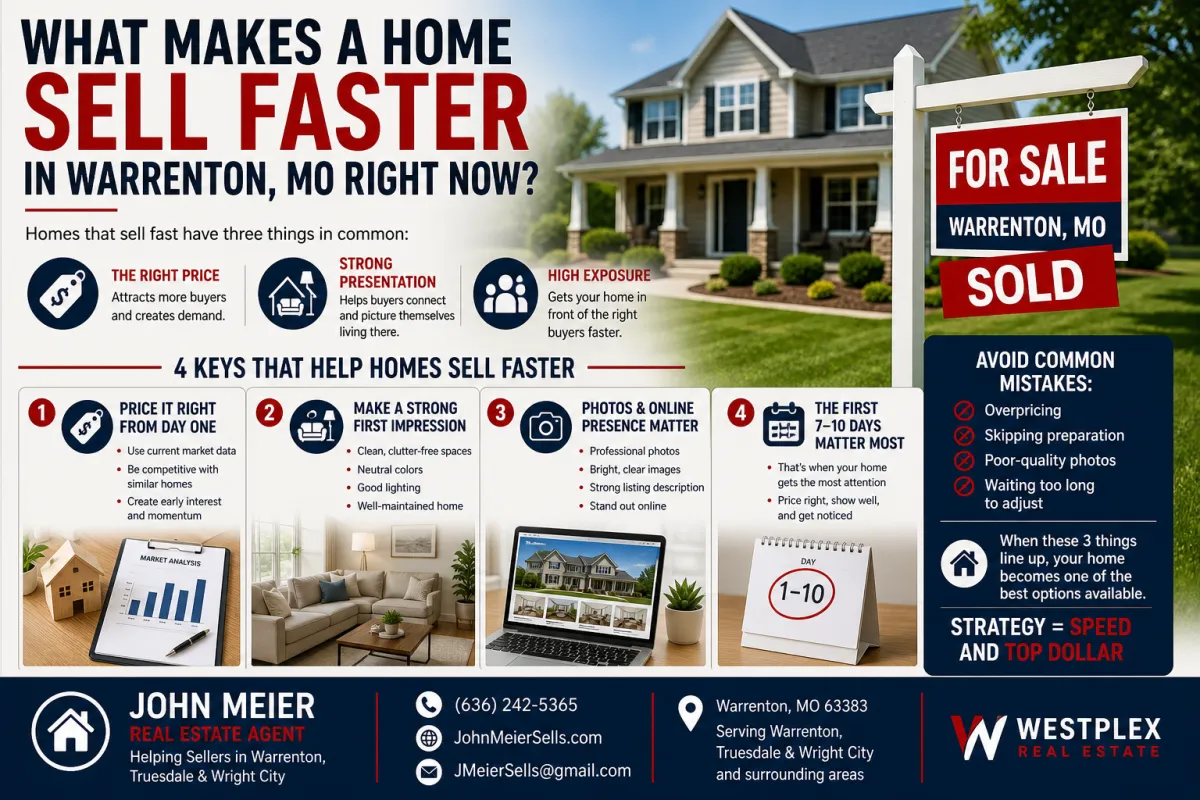 What makes a home sell faster in Warrenton MO including pricing strategy, home presentation, and real estate marketing tips for sellers