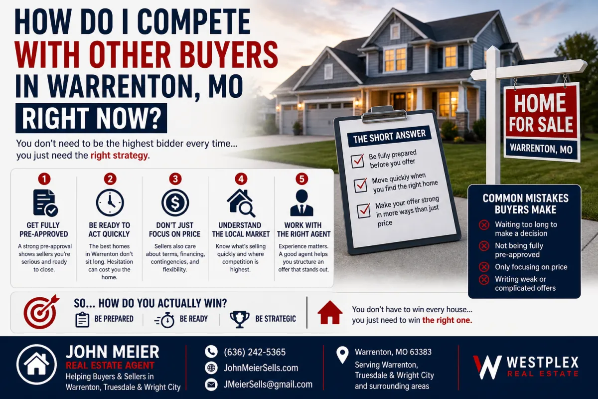 How to compete with other home buyers in Warrenton MO using pre-approval, strong offers, and real estate strategy tips