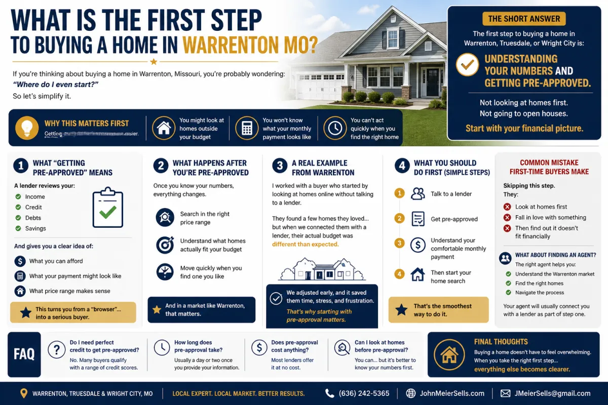 first step to buying a home in Warrenton Missouri pre approval process budget home buying guide Warrenton MO