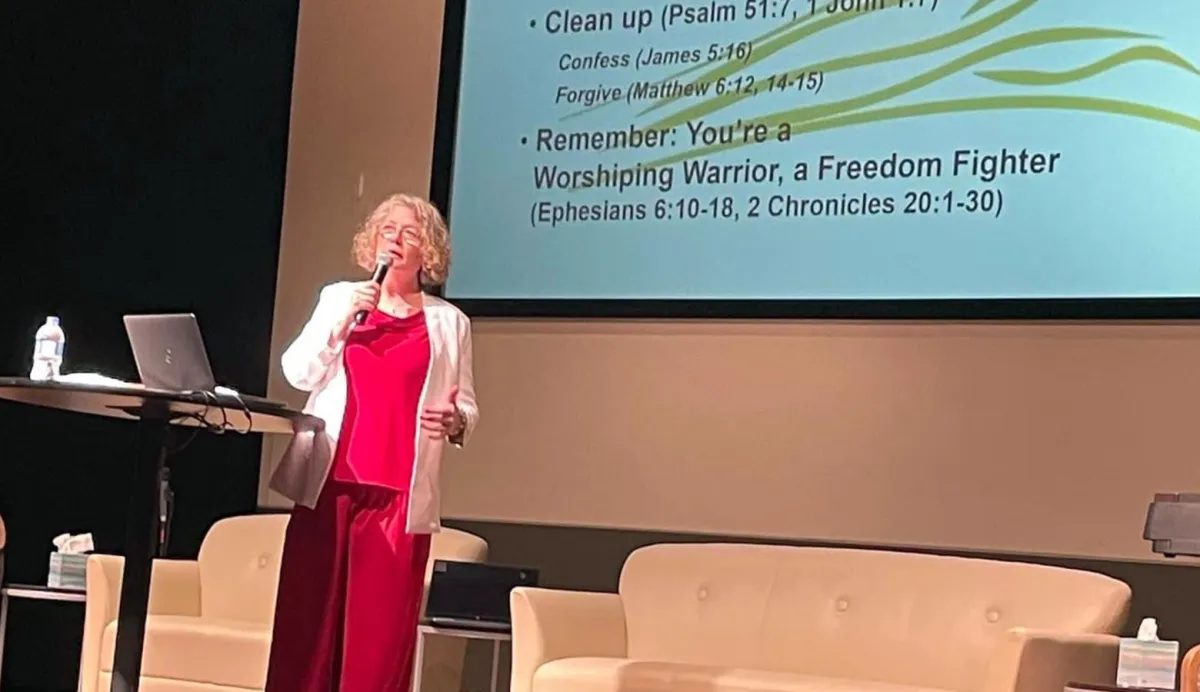 Cheryl Krichbaum speaking at an abortion recovery leaders conference