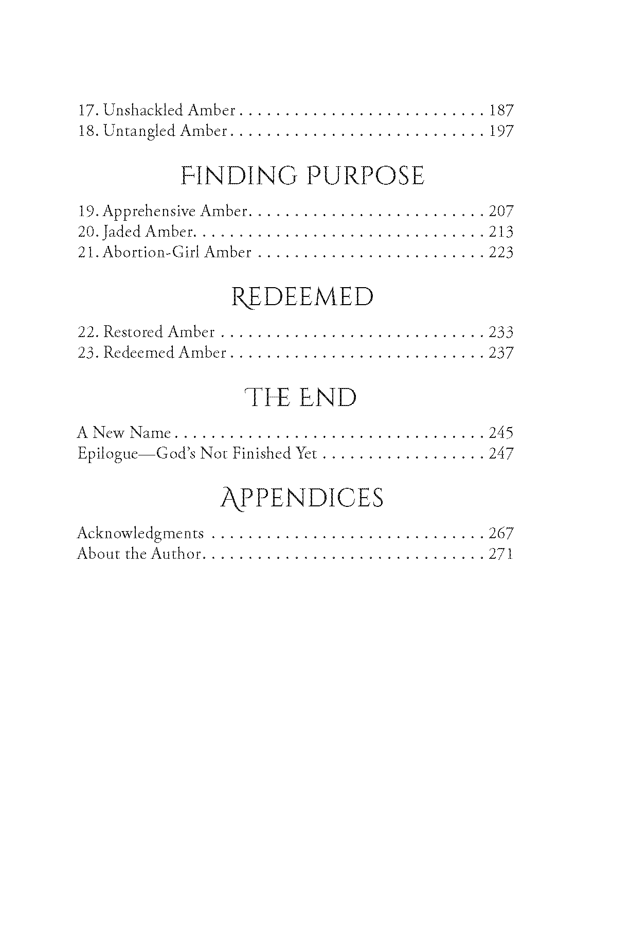 Always Amber Table of Contents page 2 of 2