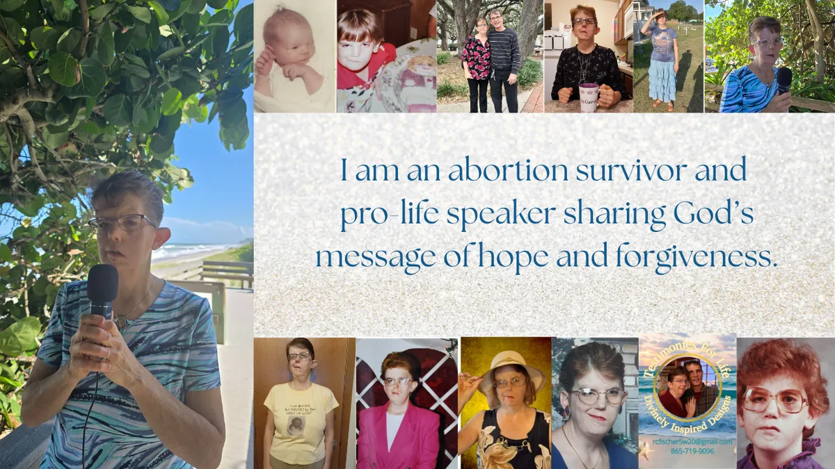 I am an abortion survivor and  pro-life speaker sharing God’s message of hope and forgiveness.