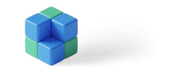 A 3D 4 by 4 boxes with alternating colors with the the top box missing