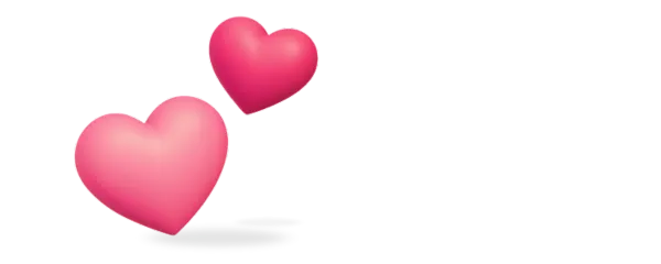 Two floating 3D hearts