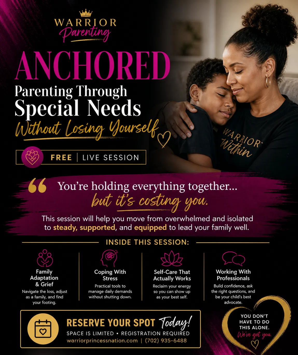 A warm, authentic photo of a resilient parent reflecting on their journey