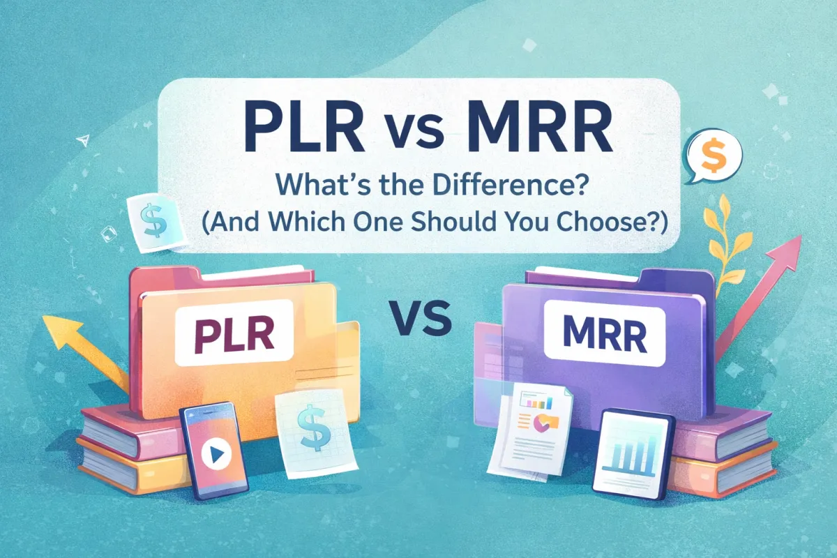 PLR vs MRR side by side comparison showing features of private label rights and master resell rights for selling digital products