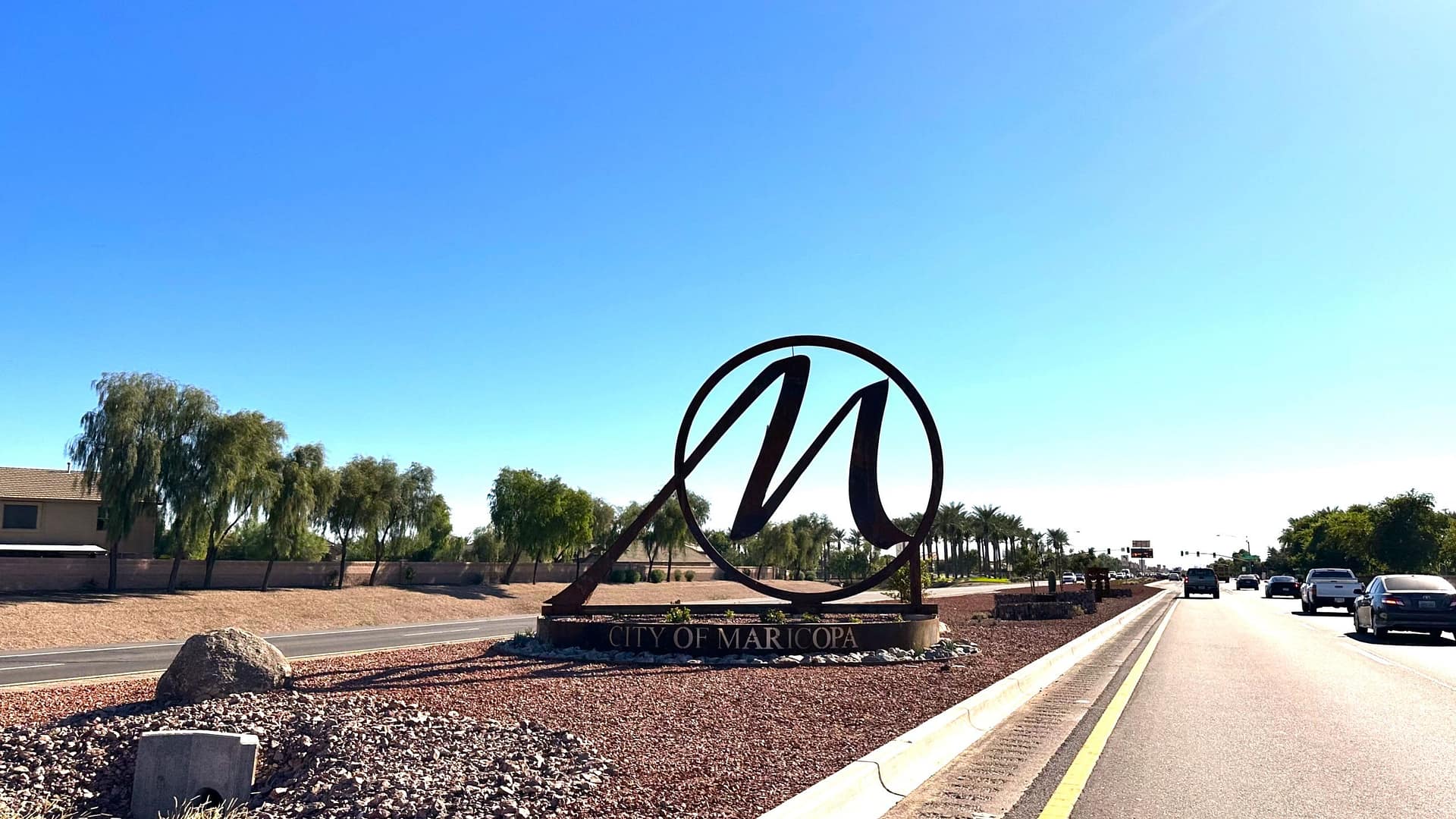 Welcome to Maricopa Arizona city sign representing local commercial and personal lines insurance coverage areas in Pinal County.