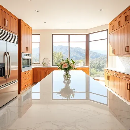 Newly remodeled Mentone kitchen with polished granite countertops, stainless appliances, and warm wood cabinetry.