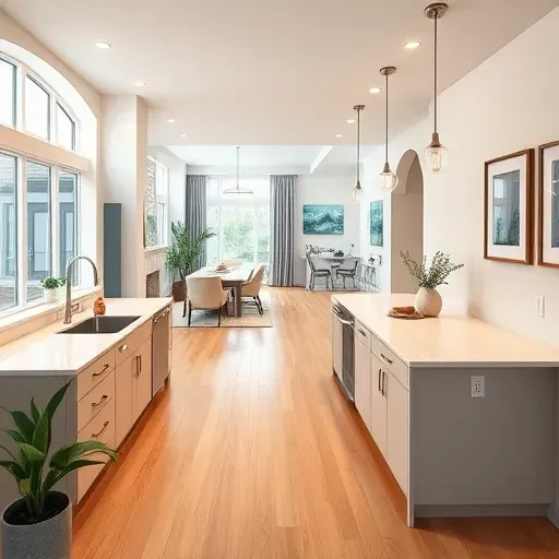 Completed home remodeling project in Bloomington CA featuring a modern kitchen with sleek cabinetry and natural light.