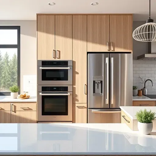 Completed modern kitchen in Mentone CA with stainless steel appliances, quartz countertops, natural light, and elegant decor