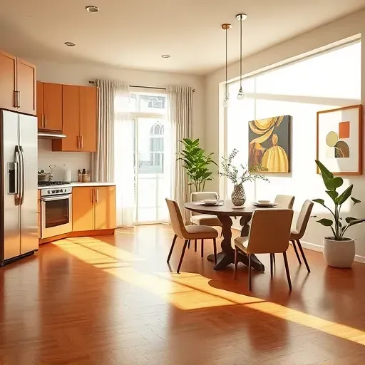 Modern kitchen in Hemet CA featuring stainless steel appliances, quartz countertops, and airy natural light.