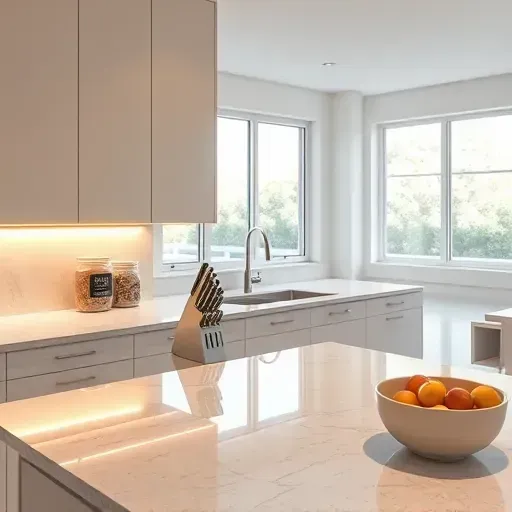 Flawless under cabinet LED lighting in a modern Mentone California kitchen with sleek matte cabinetry and granite countertops