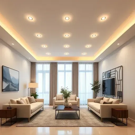 Freshly installed recessed LED lighting in a modern Mentone living room with sleek ceiling, elegant decor, and natural light.