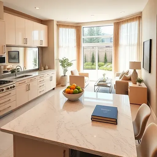 Modern kitchen remodel in Rialto CA features sleek cabinetry, granite countertops, and natural light-filled living space.