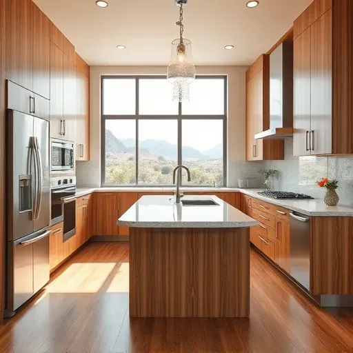 Kitchen remodel in Mentone, CA featuring modern cabinetry, granite countertops, stainless steel appliances, and natural light.