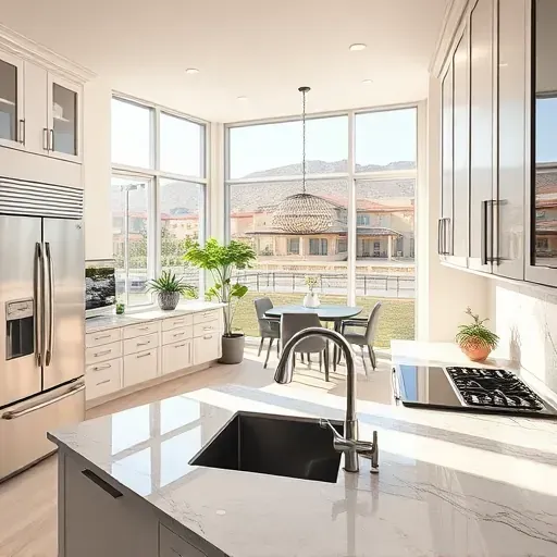 Modern kitchen remodel in Redlands CA features stainless steel appliances, granite countertops, and an open-concept layout.