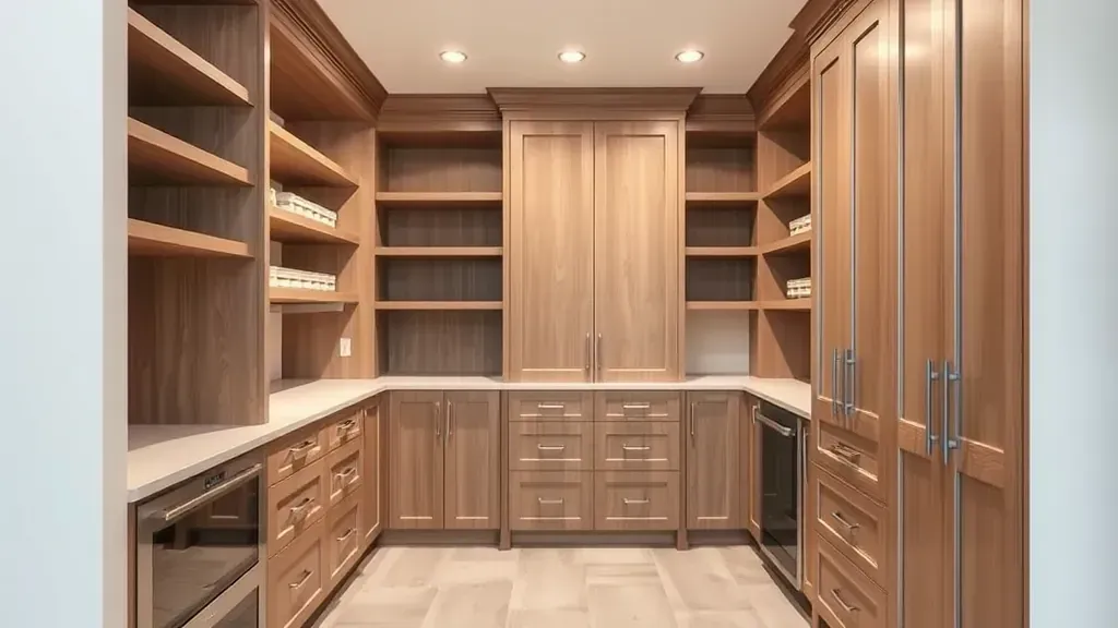 Walk-In Pantry Installation projects in Mentone CA showcasing organized shelving and modern design elements