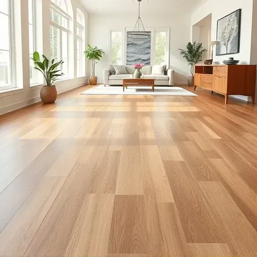 Finished luxury vinyl plank flooring in a modern Mentone CA home with natural light and subtle wood grain details