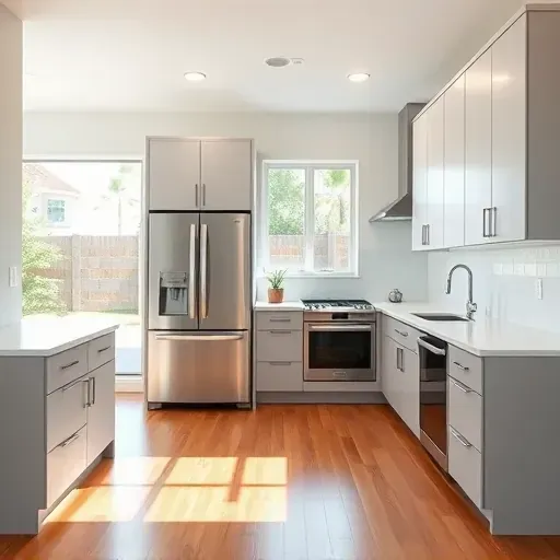 Freshly remodeled kitchen in Mentone CA with modern cabinetry, quartz countertops, stainless steel appliances, and natural light.