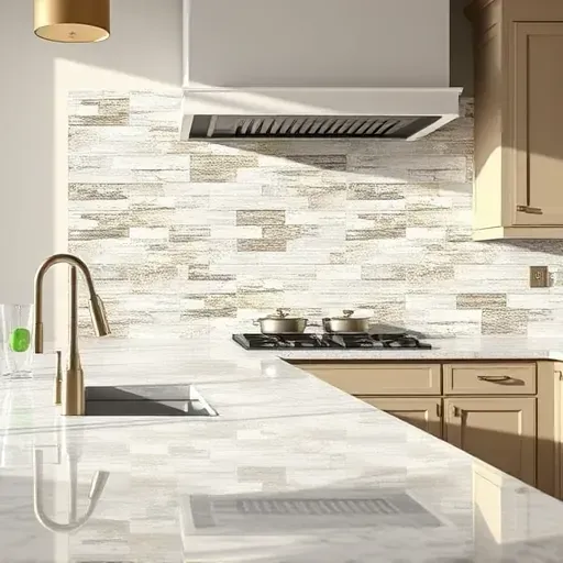 Smooth modern kitchen with beautifully installed ceramic tile backsplash reflecting natural light and precise grout lines