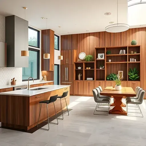 Modern kitchen remodel in Muscoy CA featuring high-end appliances, custom cabinetry, granite island, and elegant design.