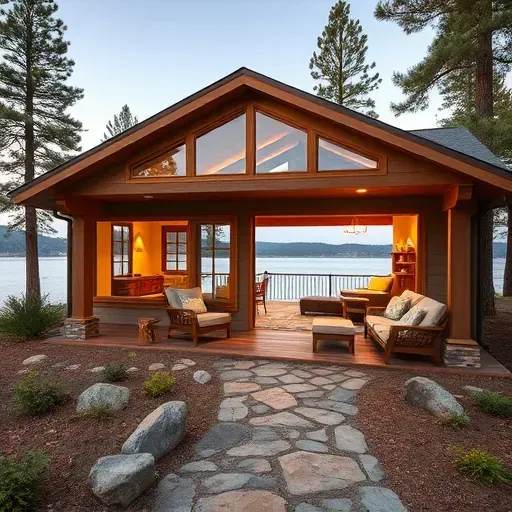 Completed home remodeling in Lake Arrowhead, CA featuring inviting rustic design and scenic natural surroundings.