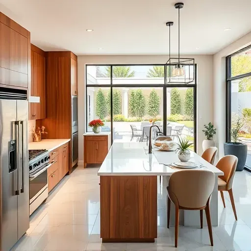 Modern kitchen remodel in Chino Hills with quartz countertops, stainless steel appliances, and inviting open layout.