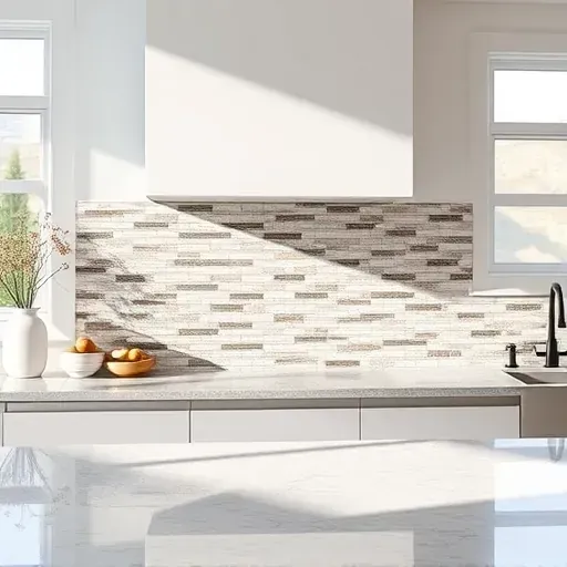 Completed tile backsplash in a modern Mentone CA kitchen with intricate patterns, high-quality materials, and natural lighting