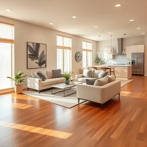 Modern living room remodel in Rialto, CA, featuring sleek furniture, hardwood floors, and natural light with elegant decor.