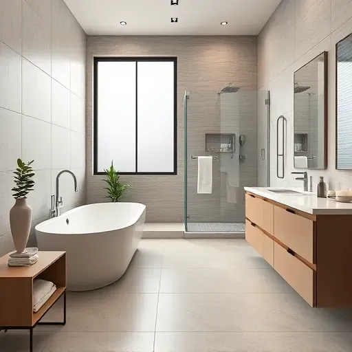 Beautiful renovated Mentone CA bathroom with modern fixtures, marble vanity, frameless shower, and natural light