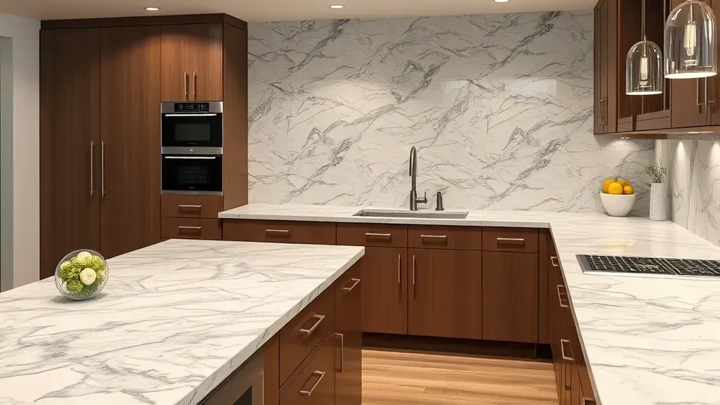 Quartz countertop installation project in Mentone CA showcasing sleek design and craftsmanship