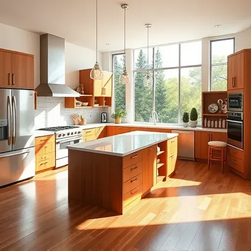 Freshly remodeled kitchen in Mentone CA with modern cabinetry, quartz island, and open layout showcasing elegant design.