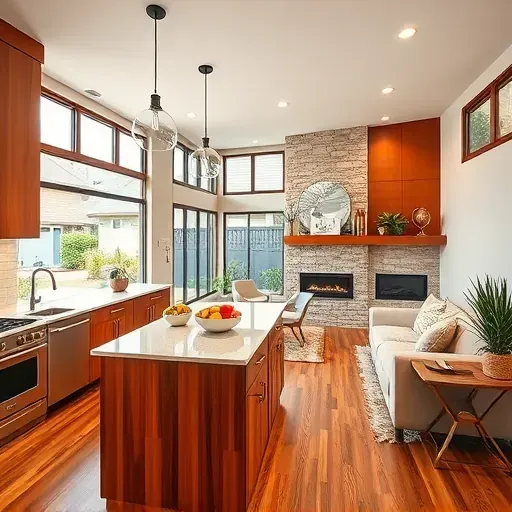 Modern Riverside CA home remodeling with a stylish kitchen, cozy living area, and abundant natural light.