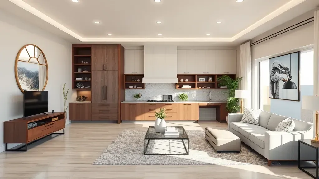 Home Remodeling in Corona, CA with modern kitchen and stylish living space design.