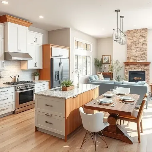 Modern kitchen remodel in Grand Terrace, CA features granite countertops, stainless steel appliances, and elegant cabinetry.