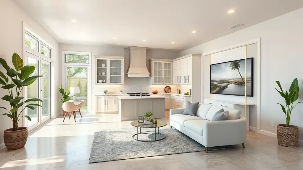 Home Remodeling in Yucaipa, CA showcasing modern kitchen and living room designs.