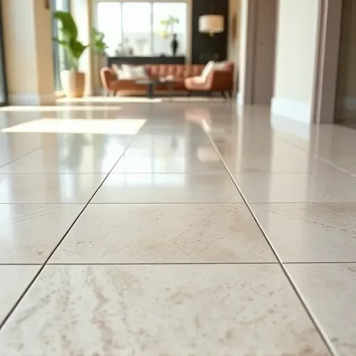 Close-up of expertly installed glossy tile flooring in a modern interior with precise grout lines and natural light.