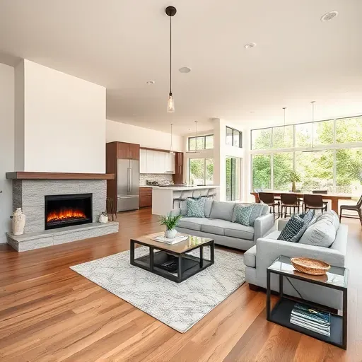 Beautifully renovated Crestline CA living space with open-concept design, modern furniture, and serene views.