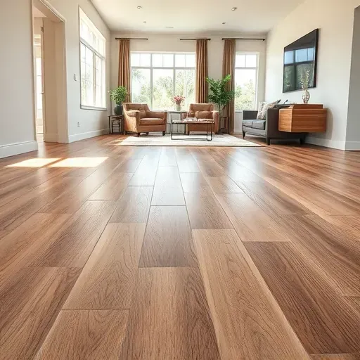 Close-up of stylish wood-like luxury vinyl plank flooring with detailed grain patterns in a modern, well-lit home interior in Mentone CA