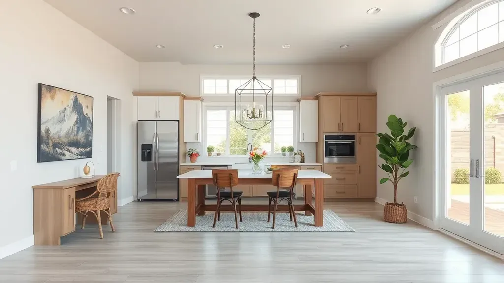 Home Remodeling in Ontario, CA featuring a modern kitchen design with sleek finishes and bright lighting.
