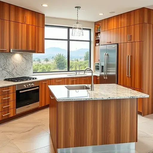 Recently remodeled kitchen in Mentone CA with modern cabinetry, granite countertops, and high-end appliances.
