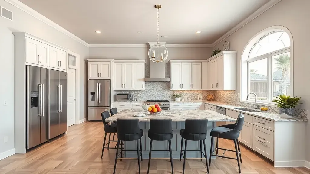 Home Remodeling in Fontana, CA showcasing modern kitchen and living room upgrades.