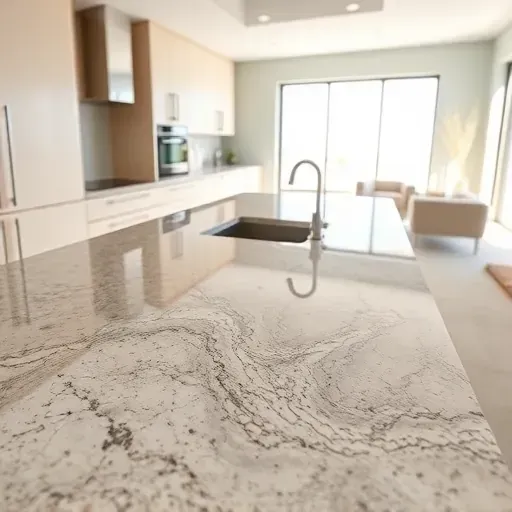 Freshly installed granite kitchen countertop in Mentone California showing natural veining, polished surface, and modern design.