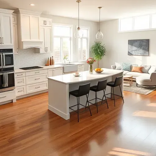 Completed Home Remodeling project in Ontario CA featuring a modern kitchen with sleek cabinetry, open layout, and elegant decor.