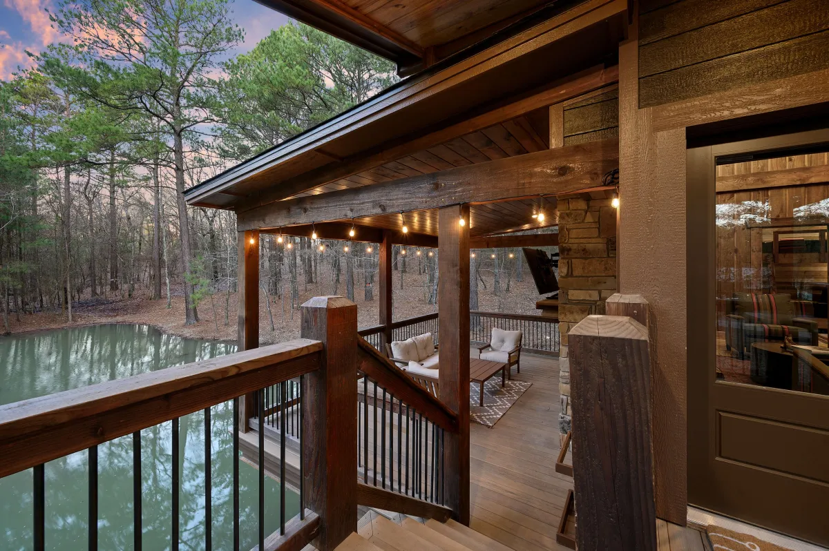 Cedarwood Serenity Porch overlooking pond