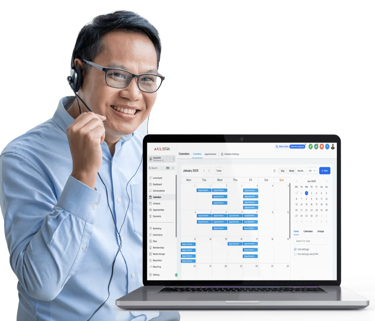 Person marking calendar for online booking