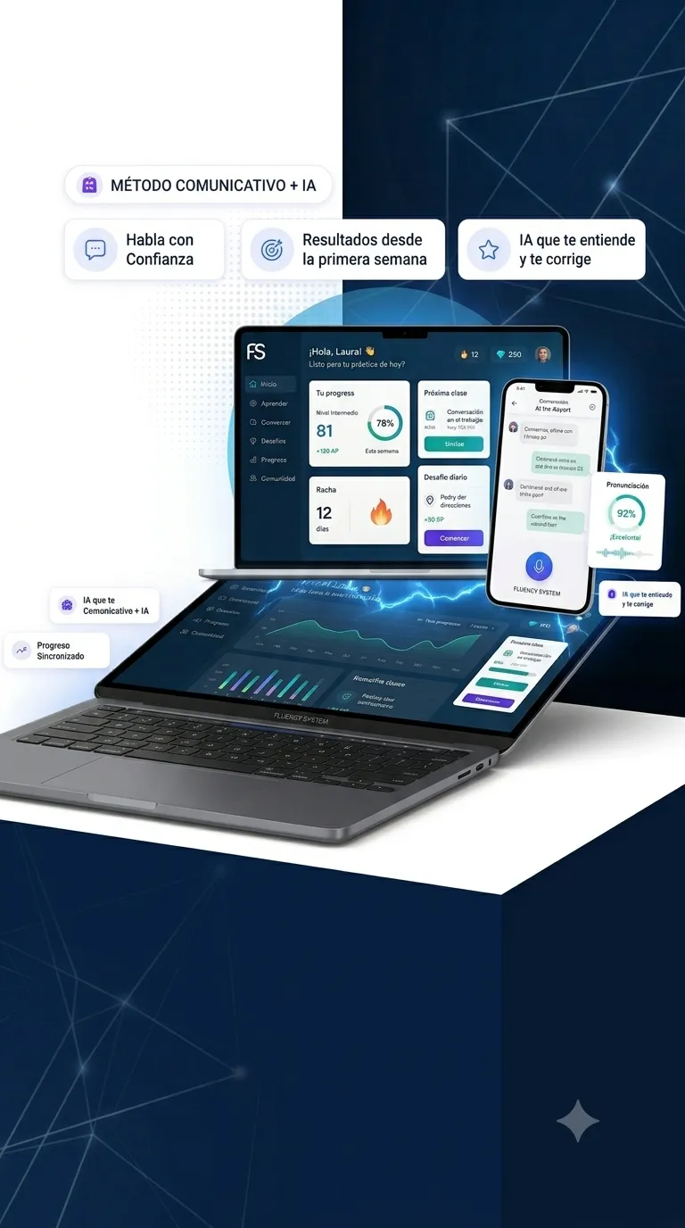 Dashboard interface and phone UI for AI English learning